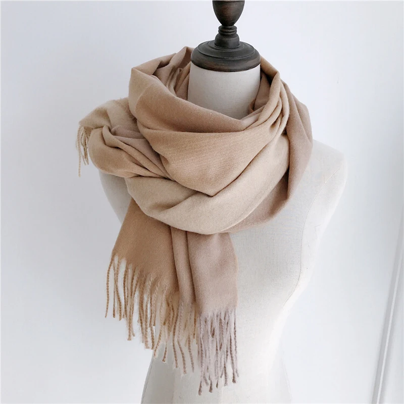 

Luna&Dolphin Women Wool Scarf 190x70cm Korean Diamonds Beading Pashmina Scarf Pure Color Wrap Shawl Burr Soft Big Warm Pashmina