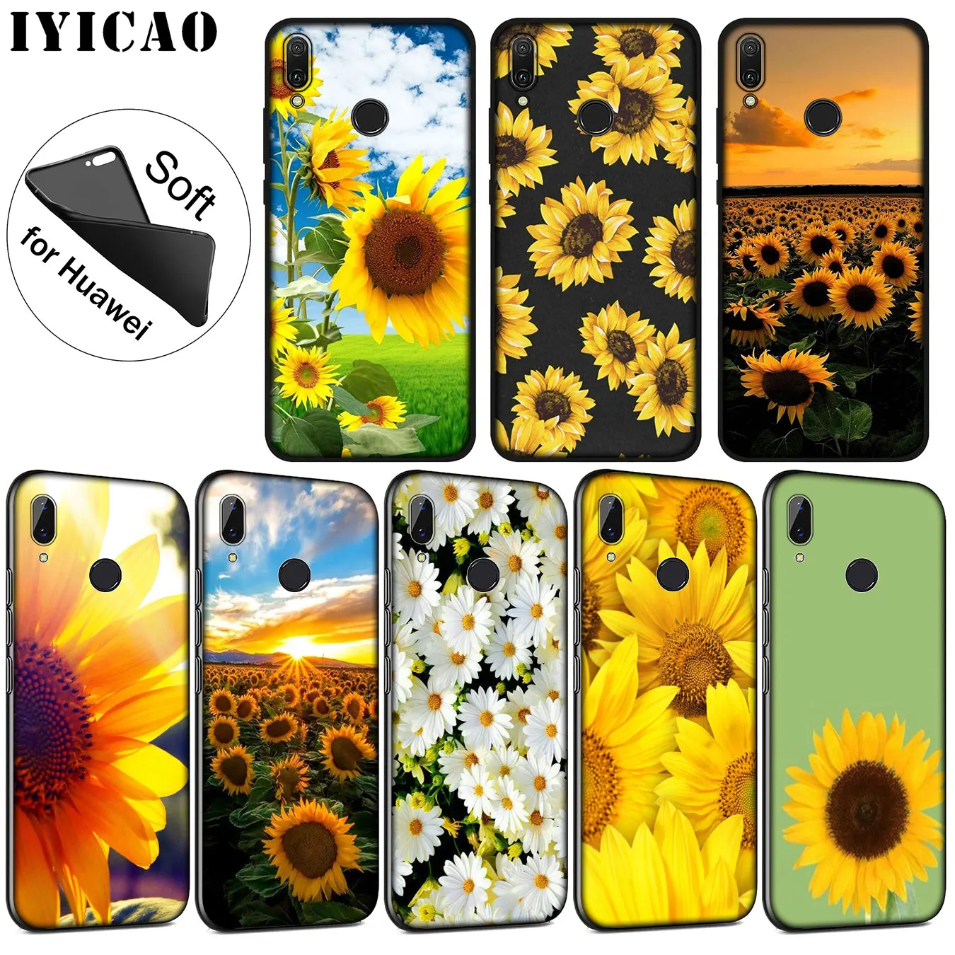 IYICAO разноцветный мягкий чехол с цветочным рисунком для Huawei P30 P20 Pro P10 P9 P8 Lite Mini 2017