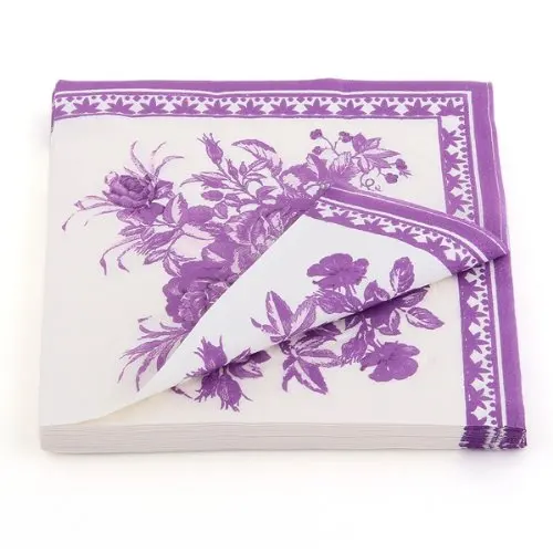 2x бумажная салфетка с квадратным принтом, вечерние, свадебные, декоративная столовая посуда, фиолетовый