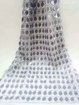 

Grey Blue African Sequins Lace Fabric 2019 Embroidered Nigerian Laces Fabrics High Quality French Tulle Lace Fabric For Women