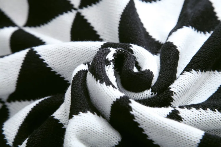 130x170 см 2016 мягкие трикотажные Одеяло дети двойной цвет мозаика геометрические солдат диван Пледы Одеяла черный белый серый