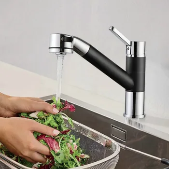 

The fine copper pull-out kitchen hot and cold water tap can rotate the washing basin single hole flume LU5108.