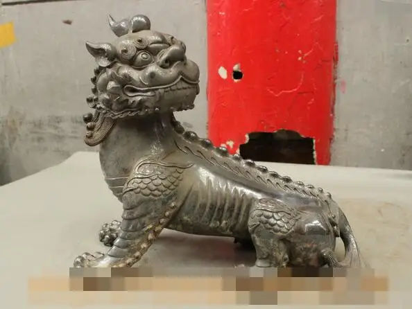 

S01967 13 FengShui Chinese Pure Bronze Myth Animals PiXiu Unicorn Lion Statue Sculpture (B0413)