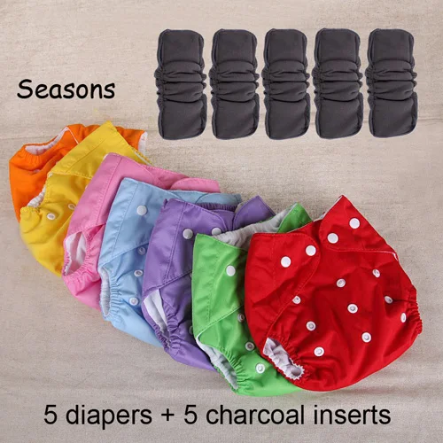Seasons thin fraldar 5 детские памперсы, тканевые подгузники, многоразовые подгузники, водонепроницаемые моющиеся подгузники Newbown с 5 слоями, мягкий бамбуковый угольный вкладыш - Цвет: Seasons thin fraldar