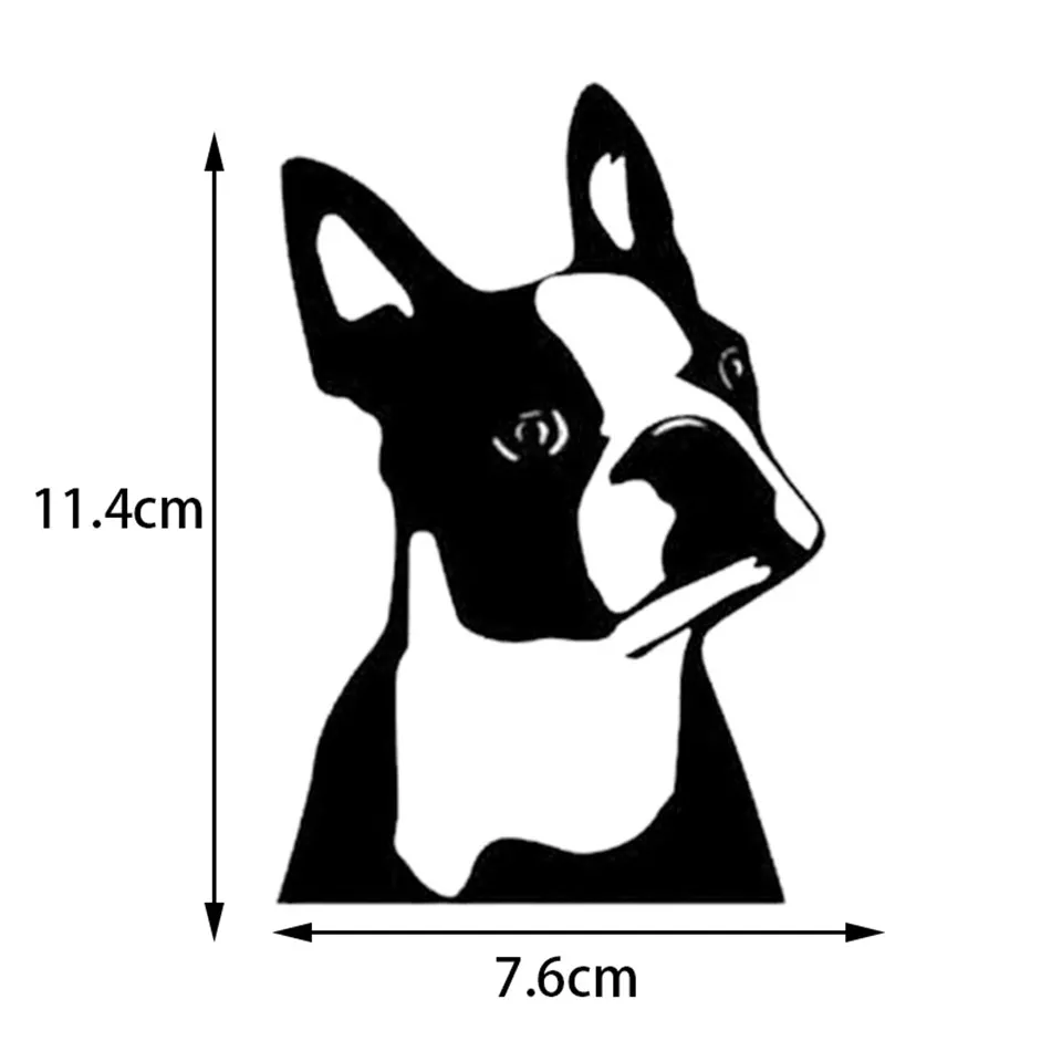 7.611.4CM Cute Boston Terrier Dog Car Window Decorative Stickers Cute Cartoon Vinyl Decal BlackSliverlaser (5)