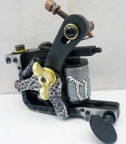 

5Pcs/lot Professional Handmade Tattoo Machine 10 Wrap Coils Iron Cast Frame Custom Tattoo Gun For Liner Shader HTM-6243