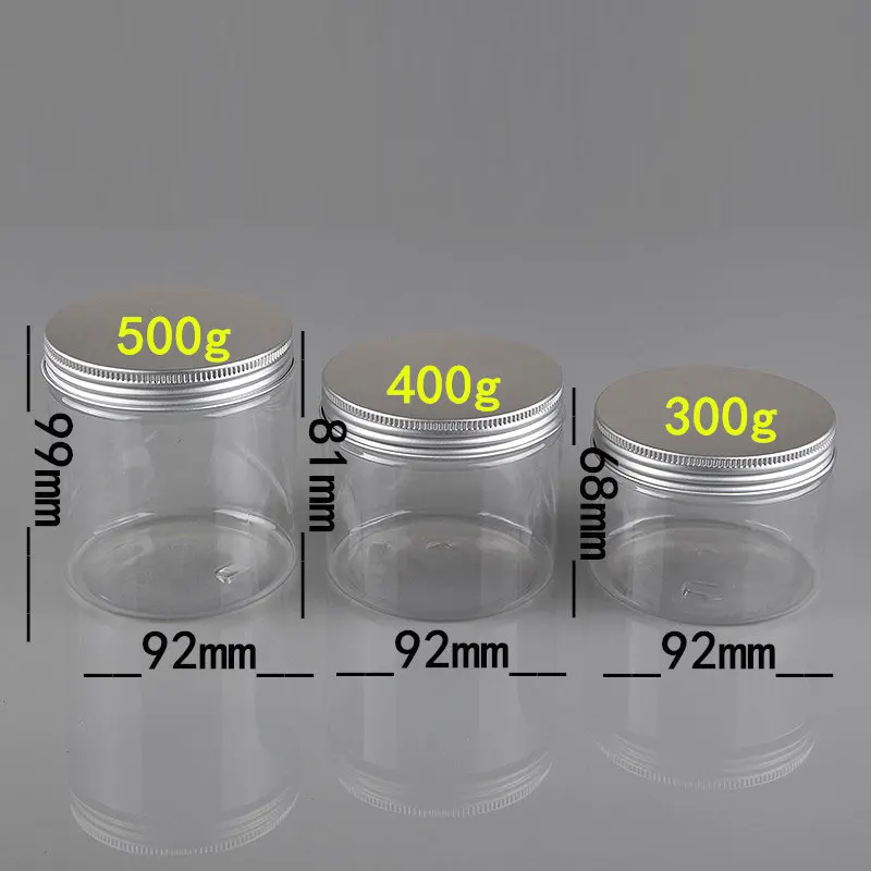 300ml 400ml 500ml transparent food jar with sealed screw lid clear 300ml 400ml 500ml transparent food jar with sealed screw lid clear cookie jars big size food tea container plastic pot bottle in refillable bottles from