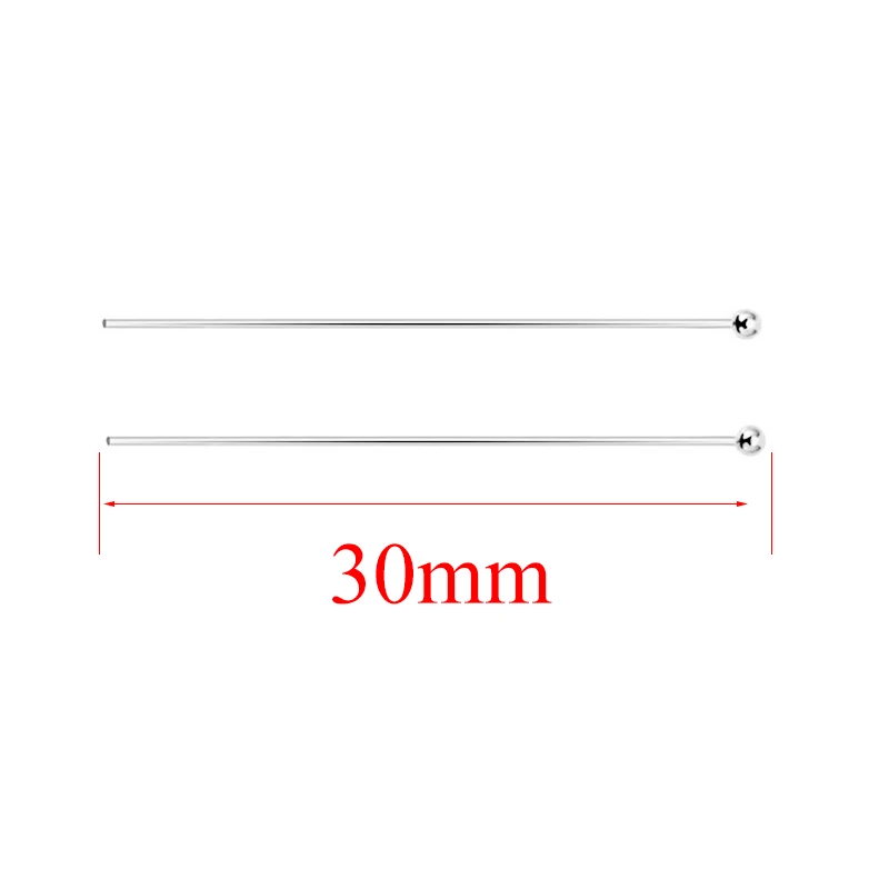 Aiovlo 10 шт./лот, длина 20, 30, 40 мм, 925 пробы, серебряная шариковая головка, булавки для изготовления ювелирных изделий своими руками, шпильки, Диаметр 0,6 мм - Цвет: ball Silver 30mm