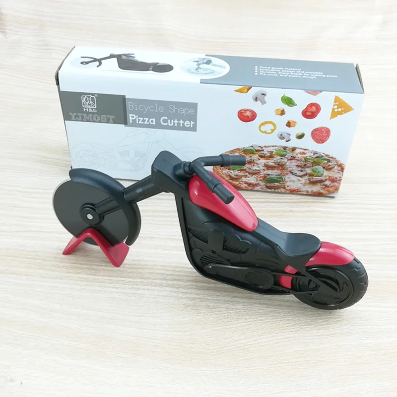 Pizza Cutter Motorcycle Pizza Cutter Wheel Stainless Steel Plastic Motorbike Roller Pizza Chopper Slicer FBE2