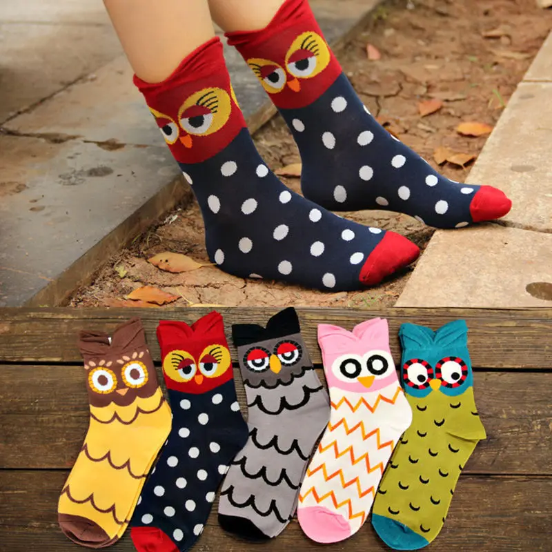 Модные женские мягкие милые носки с изображением мультяшных животных, 5 цветов, хлопковые зимние носки, 1 пара