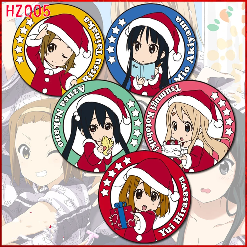 

ZXFJXR 58MM Animation K-ON Hirasawa Yui Akiyama Mio Tainaka Ritsu Tsumugi Azusa On The Backpack Badge Brooch Pins