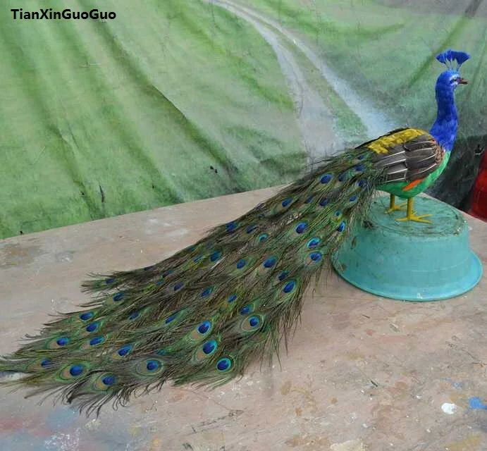 large 120cm simulation peacock bird model polyethylene&feathers beautiful peacock handicraft decoration s1115