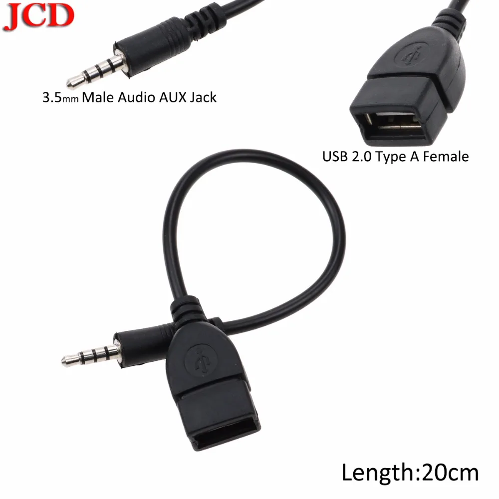 

JCD 3.5mm Male Audio AUX Jack to USB 2.0 Type A Female OTG Converter Adapter Cable very nice 3.5mm stereo audio plug AUX port