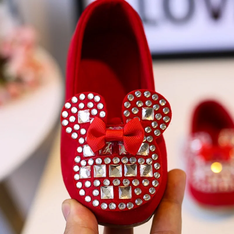 2018 New Lycra Girls Tenis Led Hot Sale Girl Shining Shoes Rhinestones School Children's Bowknot Toddler Princess Dancing Light | Детская