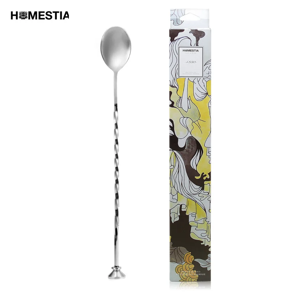 HOMESTIA 28cm 11 02 Stainless Steel Cocktail Spoon Bar Puddler Muddler Stirring Mixing Spoon 