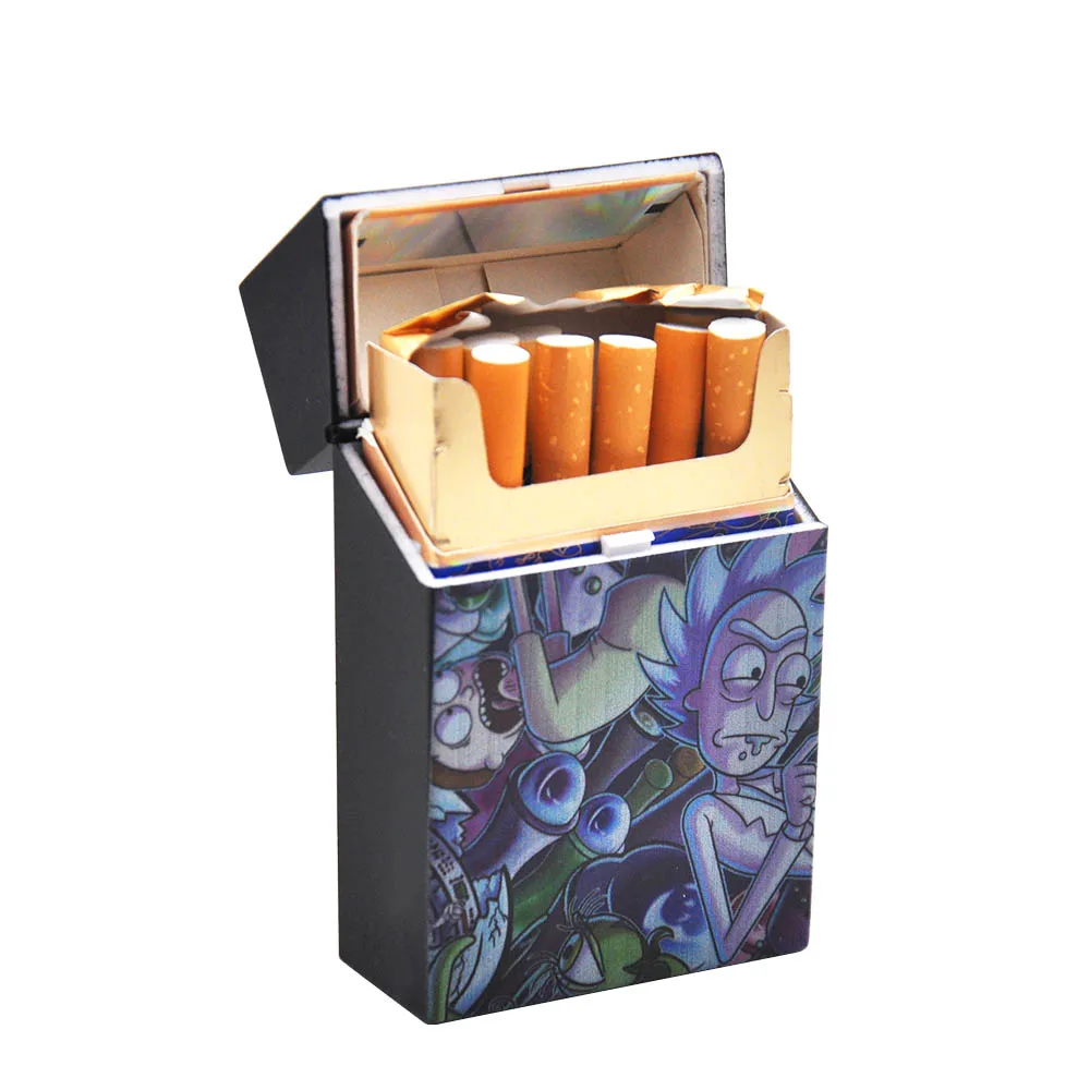 Чехол для сигарет Рик и Морти, пластиковый чехол для сигарет, чехол для обычных сигарет, портативный держатель для сигарет