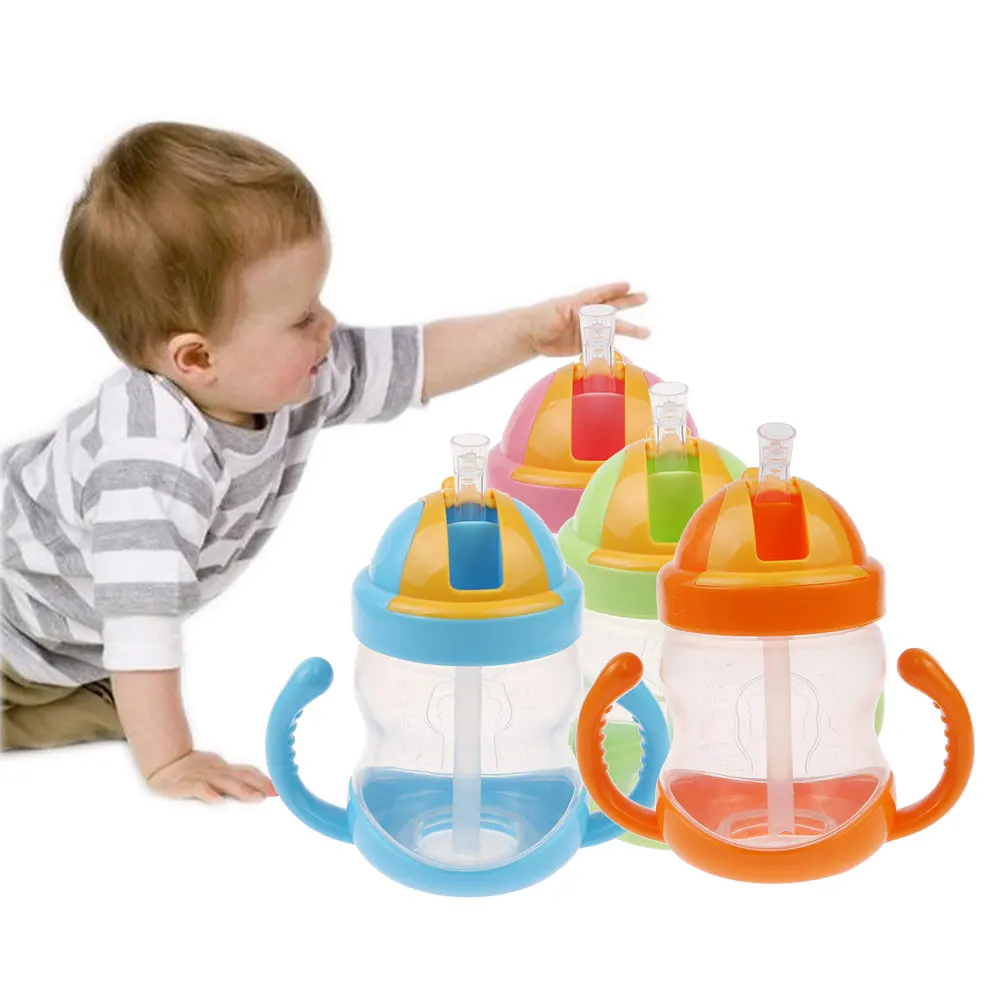 280ML Baby Kid Toddler Feeding Drinking Bottle Straw Handle Water Milk