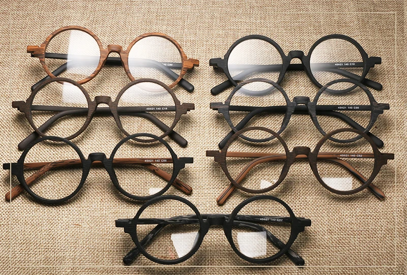 HDCRAFTER ретро круглые деревянные оправы для очков для мужчин и женщин, оправа для очков, оптические очки, прозрачные линзы, компьютерные очки