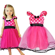 Костюм для девочек Детские платья с Минни для девочек, розовое платье в горошек/платье с розой для принцессы, фатиновое детское праздничное платье-пачка Одежда для девочек на день рождения
