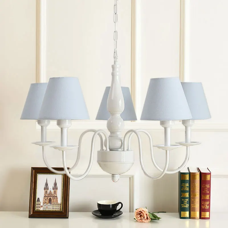 

romantic princess european Style bed room living room Chandelier fabric lampshade chandelier E27 base 85-260V 5 Arms lighting