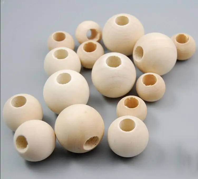 

2019 New Unfinished Wooden Beads Large Hole Natural Wood Teething beads Decorative beads jewelry making handmade
