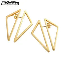 Enfashion triángulo doble cara pendiente del perno prisionero pendientes chapado en oro pendientes para las mujeres brincos joyería de acero inoxidable