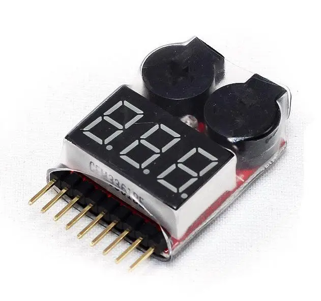 

New 1-8S Lipo Li-ion Fe Battery Voltage 2IN1 Indicator Tester Low Voltage Buzzer Alarm For RC Car Boat LED 3.7-30V Dual Speaker