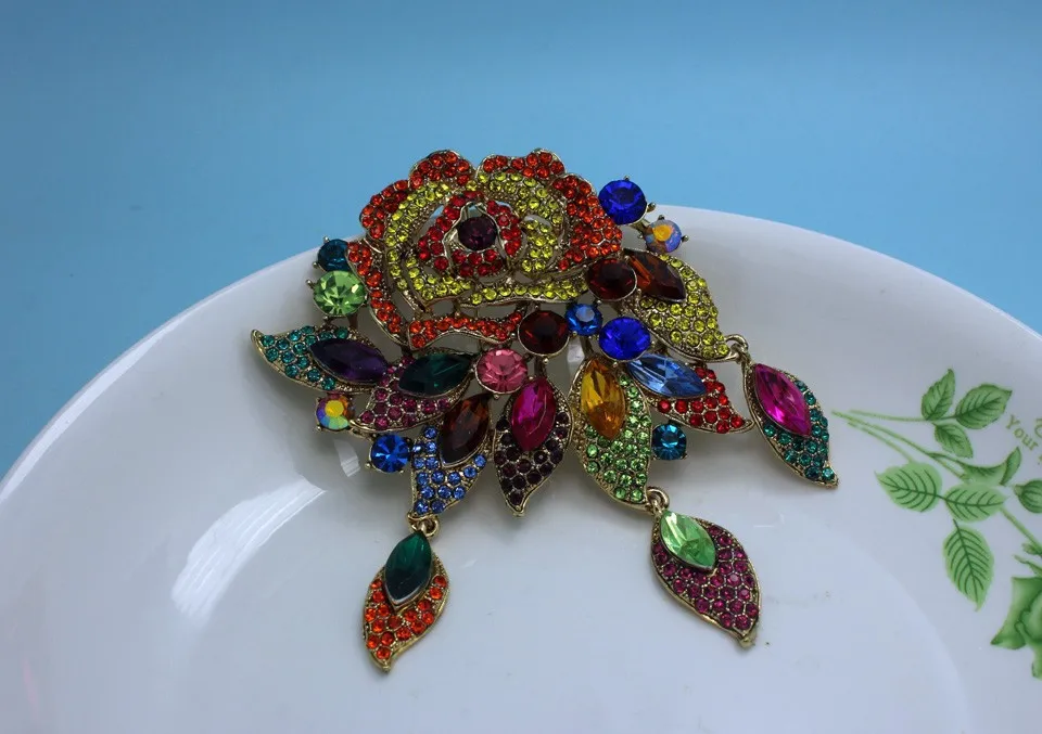 grande colorido flor broches para mulheres jóias