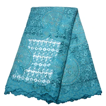 

French lace fabric 2019 latest african guipure lace fabric with embroidery Sequins mesh tulle lace fabric HJ1557-1