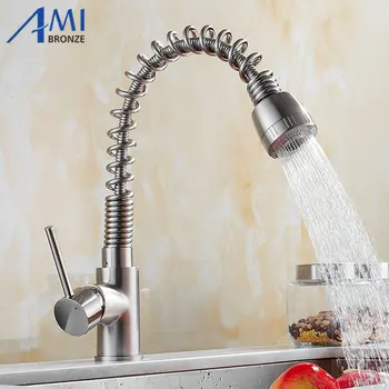 

Nickel Brushed Pull Out faucets Kitchen Sink faucet bathroom basin mixer tap faucet 2 Function Spring&Stream Crane KL8052