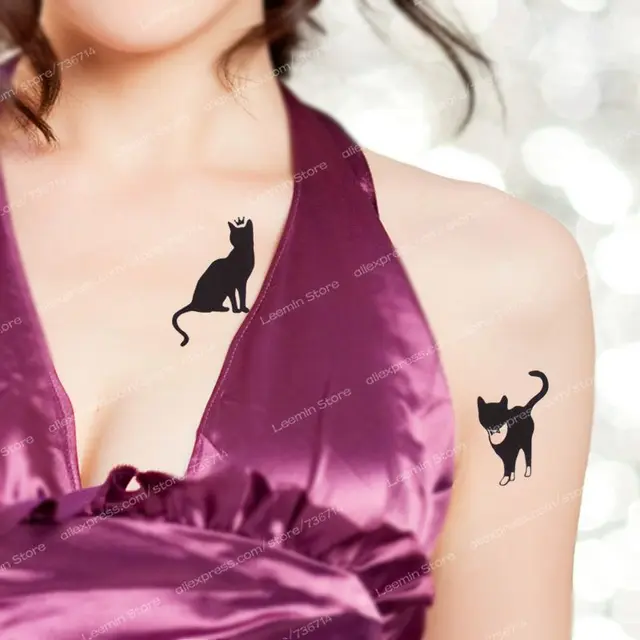 Sexy Small Black Cat Temporary Tattoo Sexy Small Black Cat Temporary Tattoo