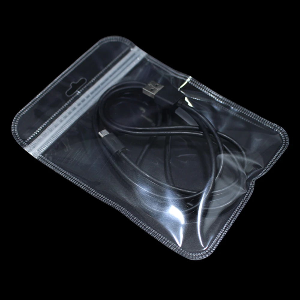

200Pcs/Lot Transparent Self Seal Small Plastic Zip Lock Packing Bag With Hang Hole Clear Poly Grocery Package ZipLock Pouch Bags