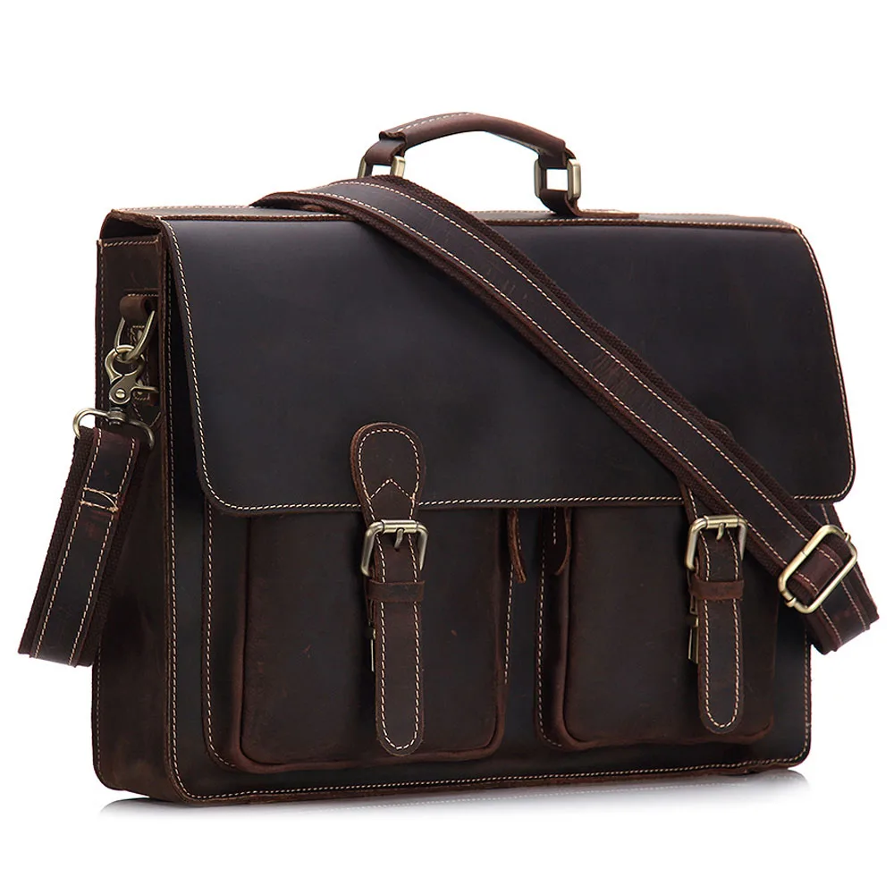 Leather Vintage Messenger Shoulder Men Satchel S Laptop Washington Briefcase Bag 