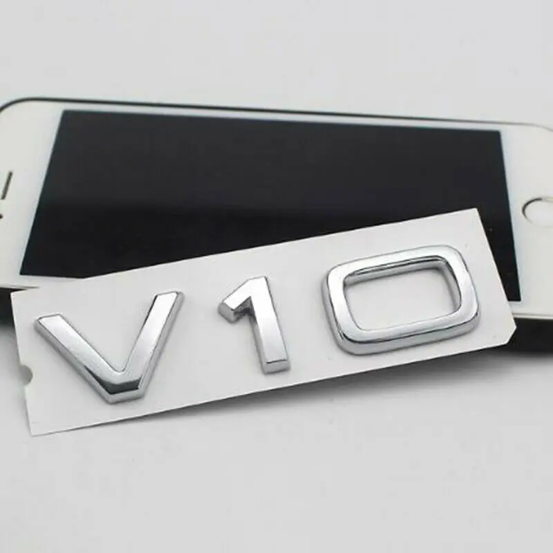 

Car Chrome Silver Emblem V10 Letter Badge for Audi