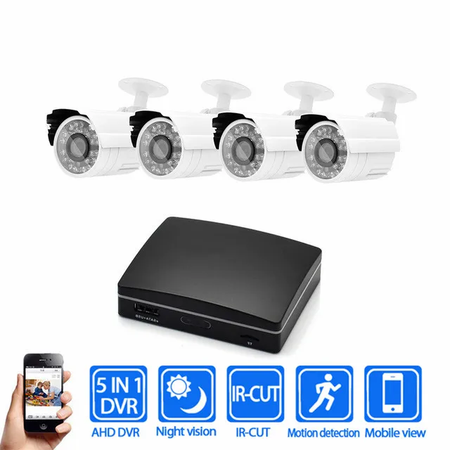 

Hot Bullet IR Outdoor 1080P AHD Security Camera System 4CH Cctv Camera Kit 1080P Analog Camera Kit CCTV Mini DVR Camera Kits