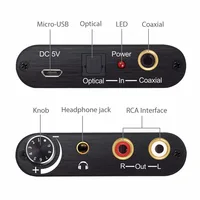 ממ גק כדי 192 Khz DAC קואקסיאלי אופטי כדי אנלוגי RCA R / L אודיו 3.5 מ"מ ג