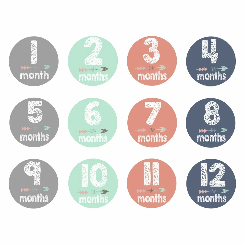 Ежемесячные водонепроницаемые наклейки для новорожденных и беременных, Забавные милые наклейки 1-12 месяцев для украшения фотографий
