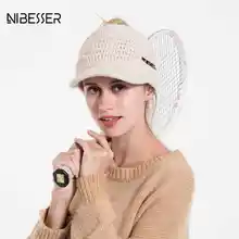 NIBESSER, уличные теплые вязаные шапки с утиным язычком, женская Свободная верхняя шапка, женская шапка с защитой ушей, Viseira Feminina, козырек, шапка