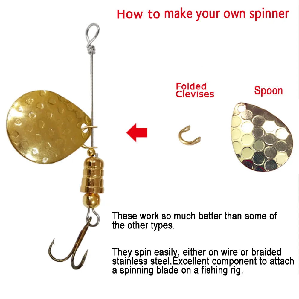 Spinner Blades Fishing Spoons Easy Spin Spinner Folded Clevises Blades Spinner Spoons Tackle DIY Fishing Lures Accessories
