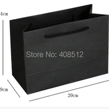 Пользовательский логотип маленький размер черная сумка-переноска персонализированный бумажный пакет