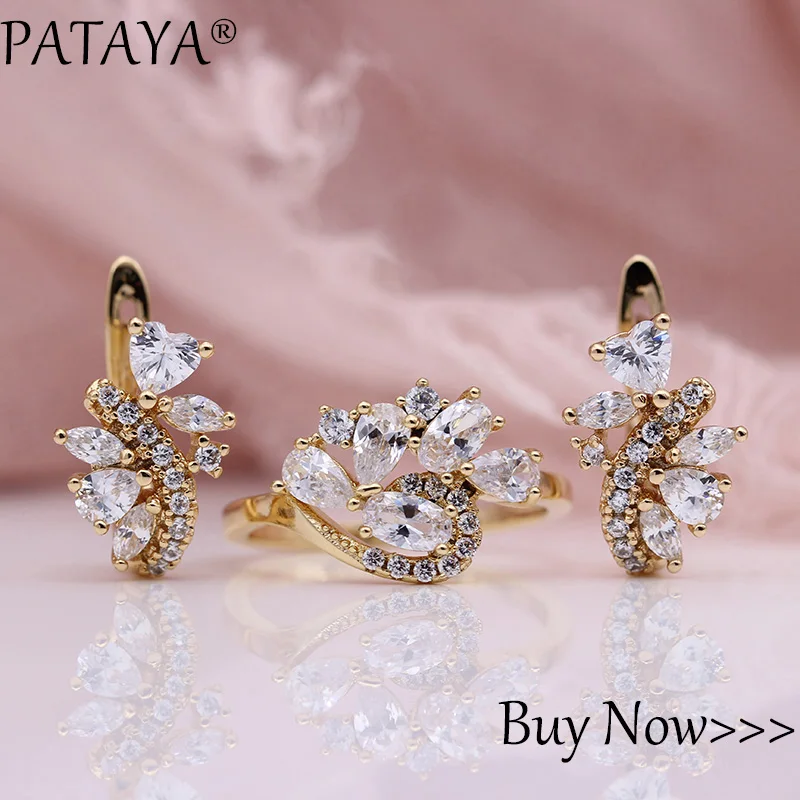 PATAYA, Новое поступление, овальное кольцо из розового золота 585 пробы, женское модное ювелирное изделие для свадебной вечеринки, разноцветное кольцо с натуральным цирконием в форме капли воды