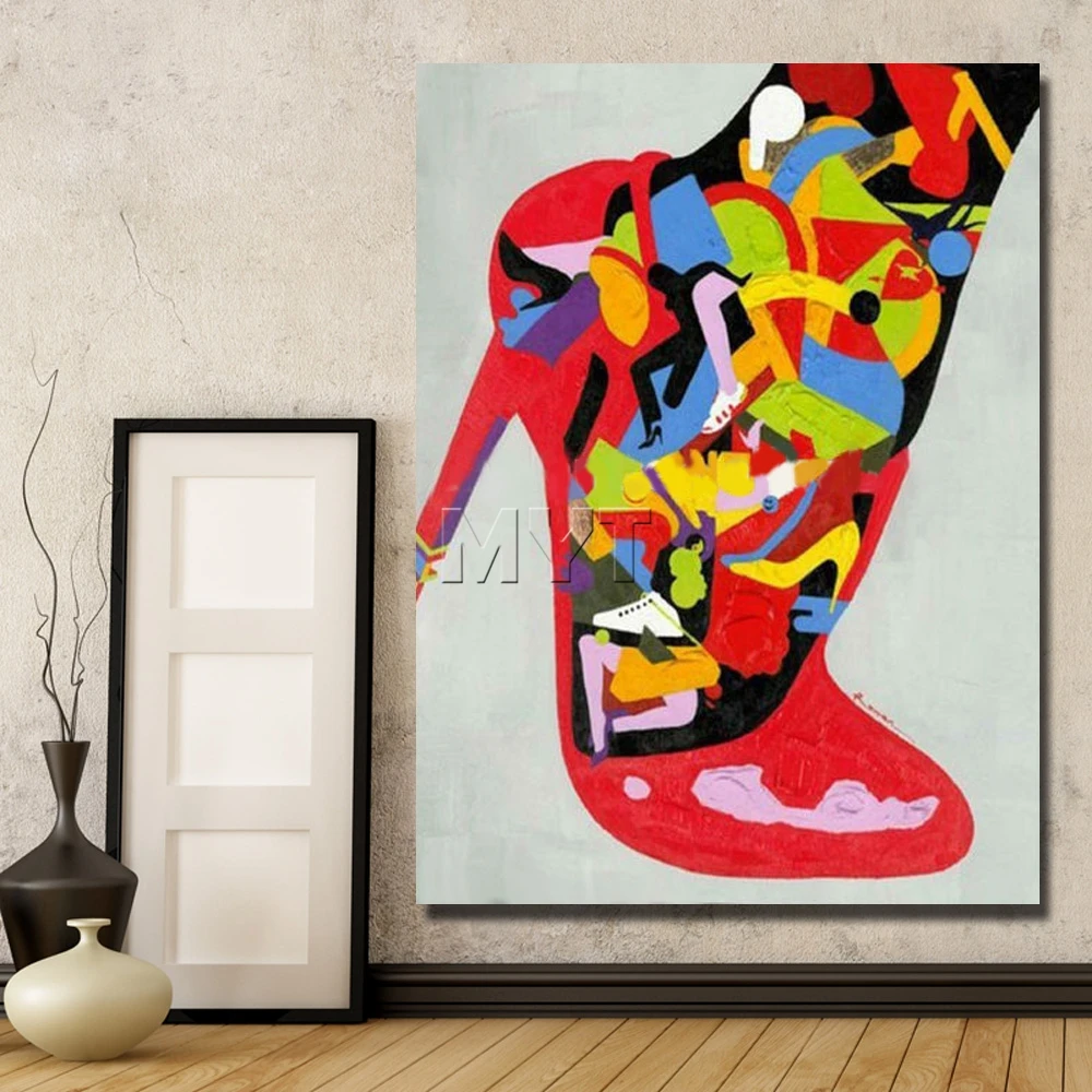 New Style Wall Pictures For Living Room Decor Handmade Sexy High Heel