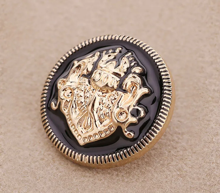 

POVUOP metal button Retro black double lion glue buttons Rose gold coat buttons 20 mm 10 PCS/lot