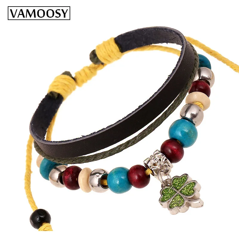 Pulseras Mujer Moda 2018 подвеска Бохо браслеты для женщин и мужчин Кристальный клевер