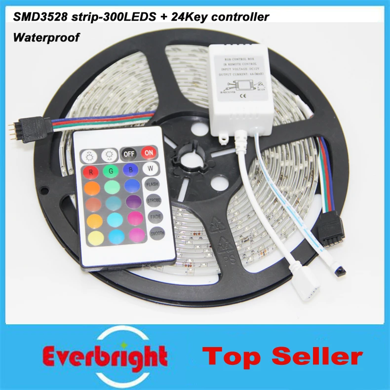 

5M 300Leds 3528 SMD waterproof RGB Led Strip Light 3528SMD DC12V 60Leds/M Fiexble Light Led Ribbon Tape Home Decoration Lamp