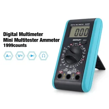

Digital Multimeter DC/AC Voltage Current Meter Handheld Ammeter Ohm Diode Capacitance Tester 1999 Counts Multitester