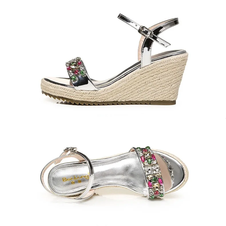61_2016 New Fashion Summer Luxury Platform Wedge Sandals Womens Small Size Designer Golden High Heels Shoes Online Good Quality