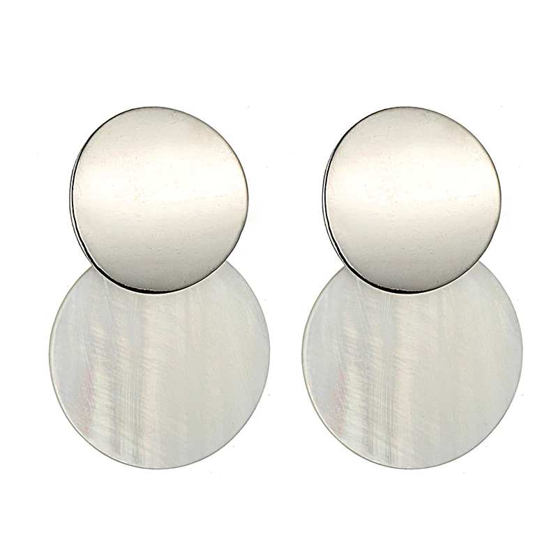 LOVBEAFAS 2019 Fashion Earrings For Women Round Shell Drop Earrings Metal Charming Bohemian boucles d'oreilles pour les femmes
