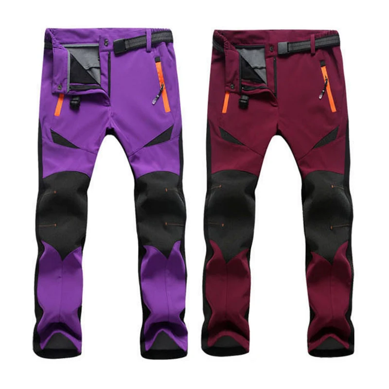 Mujeres invierno esquí Trekking senderismo camping escalada pantalones al aire libre pantalones softshell Fleece Sport más tamaño 4XL caliente térmica