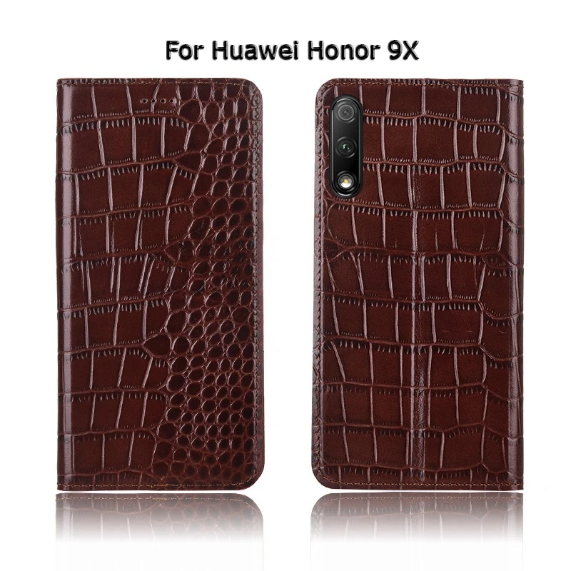 Крокодиловая текстура чехол для телефона чехол для huawei Honor 6X 7X 8X Max 8C 8A 9X Pro из натуральной воловьей кожи флип-чехол для телефона сумка